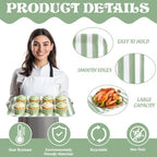 3Pcs Sage Green Stripe Serving Trays Hand Painted Striped Serving Dish Reusable Melamine Platter for Wedding, alternate view
