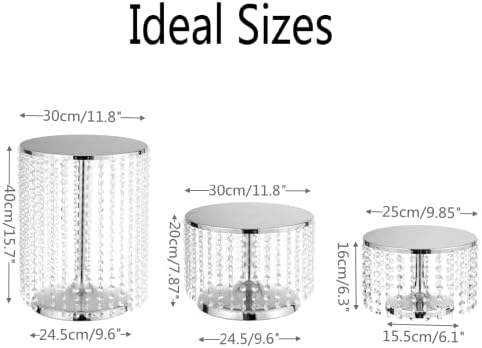 3pcs/Set Cake Stand with Metal Mirrored, Round Wedding Cake Stand Silver, Bling Cake Stand Trays for Wedding, alternate view