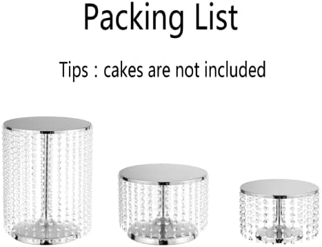 3pcs/Set Cake Stand with Metal Mirrored, Round Wedding Cake Stand Silver, Bling Cake Stand Trays for Wedding, alternate view