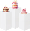 3PCS Small Rectangular Pedestal Stands for Parties, White Metal Rectangular Plinths Dessert Table Cube Display