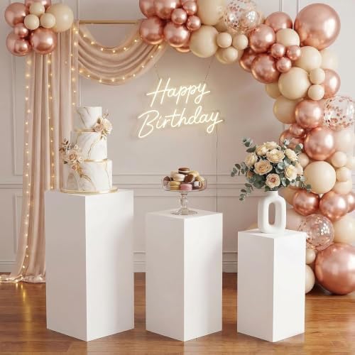 3PCS Small Rectangular Pedestal Stands for Parties, White Metal Rectangular Plinths Dessert Table Cube Display, alternate