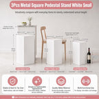 3PCS Small Rectangular Pedestal Stands for Parties, White Metal Rectangular Plinths Dessert Table Cube Display, alternate