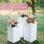 3PCS Small Rectangular Pedestal Stands for Parties, White Metal Rectangular Plinths Dessert Table Cube Display, alternate