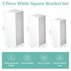 3Pcs Square Pedestal Stands for Party-Metal Display Plinth Pillars in White, alternate view 3