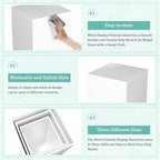 3Pcs Square Pedestal Stands for Party-Metal Display Plinth Pillars in White, alternate view 4