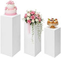 3Pcs Square Pedestal Stands Set for Party, Metal Display Stands Plinth Pillars, Cake Pedestal Dessert Stand for