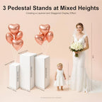 3Pcs Square Pedestal Stands Set for Party, Metal Display Stands Plinth Pillars, Cake Pedestal Dessert Stand for, alternate
