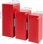 3PCS Square Red Pedestal Stands for Party Metal Pedestal Display Stands Dessert Table Decoration Pillars Cake, alternate view