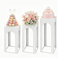 3PCS Square White Pedestal Stands for Party Metal Pedestal Display Stands Dessert Table Decoration Pillars Cake
