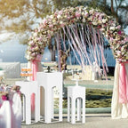 3PCS Square White Pedestal Stands for Party Metal Pedestal Display Stands Dessert Table Decoration Pillars Cake, alternate