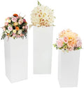 3PCS Square White Pedestal Stands for Party Metal Pedestal Display Stands Dessert Table Decoration Pillars Cake