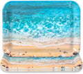 3Pcs Summer Beach Serving Trays Reusable Serving Dishes Ocean Wave Sand Seashell Starfish Platter for Outdoor