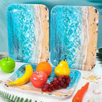 3Pcs Summer Beach Serving Trays Reusable Serving Dishes Ocean Wave Sand Seashell Starfish Platter for Outdoor, alternate view