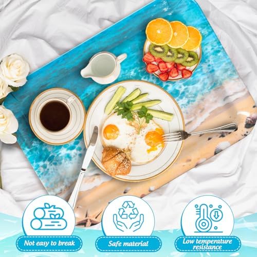 3Pcs Summer Beach Serving Trays Reusable Serving Dishes Ocean Wave Sand Seashell Starfish Platter for Outdoor, alternate view
