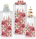 3Pcs Transparent Cylinder Pedestal Stands, Thickened PVC Round Pedestal Display Plinth Pillars for Wedding
