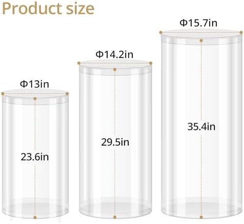 3Pcs Transparent Cylinder Pedestal Stands, Thickened PVC Round Pedestal Display Plinth Pillars for Wedding, alternate view 3