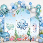 3Pcs Under The Sea Party Decoration Ocean Arch Backdrop Cover Set Underwater Milk Silk Fitted Arch Stand Cover