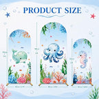 3Pcs Under The Sea Party Decoration Ocean Arch Backdrop Cover Set Underwater Milk Silk Fitted Arch Stand Cover, alternate