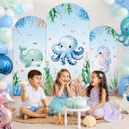3Pcs Under The Sea Party Decoration Ocean Arch Backdrop Cover Set Underwater Milk Silk Fitted Arch Stand Cover, alternate