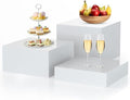 3Pcs White Buffet Risers Acrylic Boxes Display Food Risers for Buffet Table Platter Parties Weddings Catering
