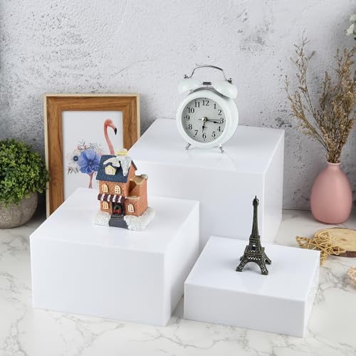 3Pcs White Buffet Risers Acrylic Boxes Display Food Risers for Buffet Table Platter Parties Weddings Catering, alternate view