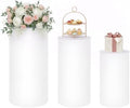 3PCS White Cylinder Pedestal Stands for Party Round Pedestal Display Plinth Pillars PVC Dessert Table Display