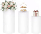 3PCS White Cylinder Pedestal Stands for Party Round Pedestal Display Plinth Pillars PVC Dessert Table Display