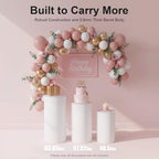 3PCS White Cylinder Pedestal Stands for Party Round Pedestal Display Plinth Pillars PVC Dessert Table Display, alternate view