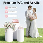 3PCS White Cylinder Pedestal Stands for Party Round Pedestal Display Plinth Pillars PVC Dessert Table Display, alternate view