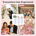3PCS White Cylinder Pedestal Stands for Party Round Pedestal Display Plinth Pillars PVC Dessert Table Display, alternate view
