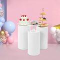 3PCS White Cylinder Stands for Party, Metal Cylinder Pedestal Stands, Round Cylinder Cake Pedestal Display