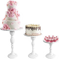 3Pcs White Metal Cake Stand Set, Metal Round Dessert Display Riser for Wedding Party, Cupcake & Pastry Serving