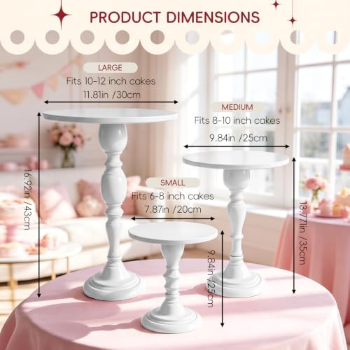 3Pcs White Metal Cake Stand Set, Metal Round Dessert Display Riser for Wedding Party, Cupcake & Pastry Serving, alternate