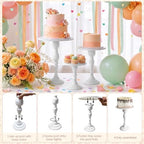 3Pcs White Metal Cake Stand Set, Metal Round Dessert Display Riser for Wedding Party, Cupcake & Pastry Serving, alternate