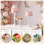 3Pcs White Metal Cake Stand Set, Metal Round Dessert Display Riser for Wedding Party, Cupcake & Pastry Serving, alternate