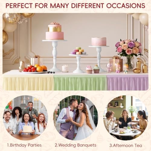 3Pcs White Metal Cake Stand Set, Metal Round Dessert Display Riser for Wedding Party, Cupcake & Pastry Serving, alternate