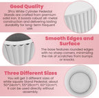 3Pcs White Metal Pleated Cylinder Pedestal Stand cake cylinder stands in White, alternate view 4