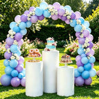 3Pcs White Spandex Cylinder Pedestal Stand Covers, Elastic Fitted Round Plinth Pillar Covers for Party Backdrop