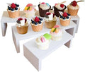 3PCS Wood Display Riser Stands- 8'' 12'' & 16'' Decorative Wooden Tabletop Tiered Display Risers for Cupcake