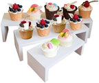 3PCS Wood Display Riser Stands- 8'' 12'' & 16'' Decorative Wooden Tabletop Tiered Display Risers for Cupcake