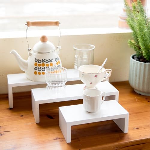 3PCS Wood Display Riser Stands- 8'' 12'' & 16'' Decorative Wooden Tabletop Tiered Display Risers for Cupcake, alternate view