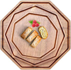 3Pcs Wood Serving Trays Charcuterie Board Cheese Platter Party Hosting Gift in 13 oz in Acacia Wood