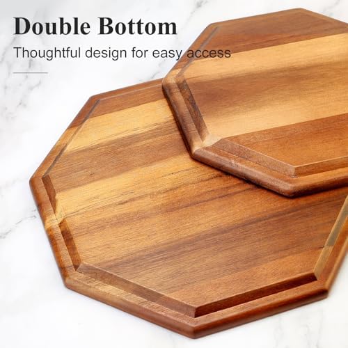 3Pcs Wood Serving Trays Charcuterie Board Cheese Platter Party Hosting Gift in 13 oz in Acacia Wood, alternate view 4