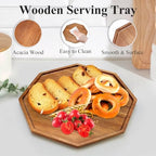 3Pcs Wood Serving Trays Charcuterie Board Cheese Platter Party Hosting Gift in 13 oz in Acacia Wood, alternate view 6