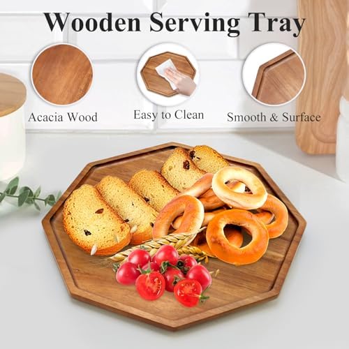3Pcs Wood Serving Trays Charcuterie Board Cheese Platter Party Hosting Gift in 13 oz in Acacia Wood, alternate view 6