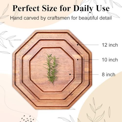 3Pcs Wood Serving Trays Charcuterie Board Cheese Platter Party Hosting Gift in 13 oz in Acacia Wood, alternate view 7