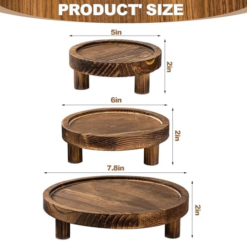 3PCS Wooden Risers for Display Wood Cake Stand for Party Round Food Risers for Buffet Wooden Holder Rustic Riser, alternate