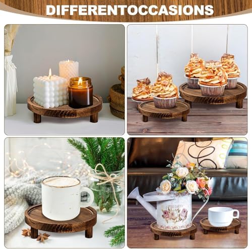 3PCS Wooden Risers for Display Wood Cake Stand for Party Round Food Risers for Buffet Wooden Holder Rustic Riser, alternate