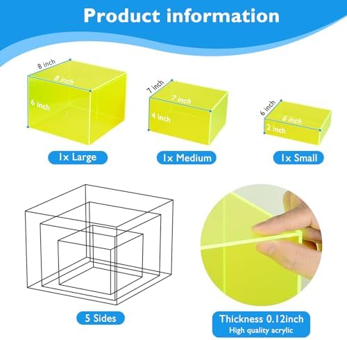 3Pcs Yellow Buffet Risers Acrylic Boxes Display Food Risers for Buffet Table Platter Parties Weddings Catering, alternate