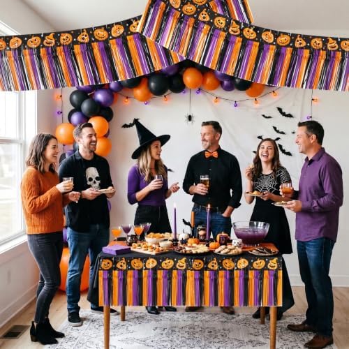 3PK Pumpkin Foil Fringe Garland 30ft Tinsel Banner in Pumpkin, alternate view 4